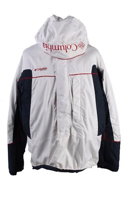 Abrigo acolchado de invierno Columbia vintage forro de poliéster talla L blanco y azul - C1577 Foto 1 de 4