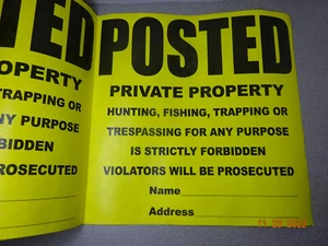 Lot of 2, Signs Posted Private Property No Hunting No Trespassing TYVEK 11 x 11" - Picture 1 of 2