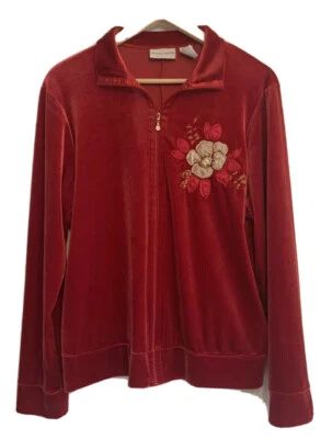Chaqueta De Colección Jaclyn Smith Para Mujer Talla L Roja Vacaciones Cremallera Completa Foto 1 de 4