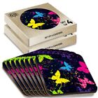 8 x Boxed Square Coasters - Painted Butterflies  #12979