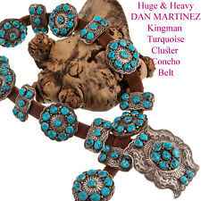 DAN MARTINEZ Turquoise Concho Belt Natural Sterling Silver Native American Old