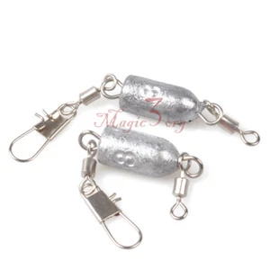 30X 8g 12g Bullet Fishing Weight Shade Swivel Snap Connector Sinker Trolling - Picture 1 of 6