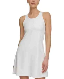 DKNY Sport Women's Round-Neck Keyhole-Back Tennis Dress White Size Medium New - Picture 1 of 4