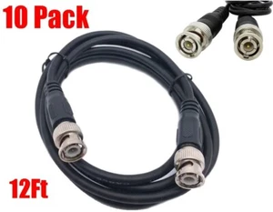 Lote de 10 cables coaxiales para cámara de video DSR DVR de seguridad 12 ft BNC RG59 - Imagen 1 de 2