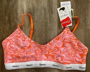 HANES~nuovo~reggiseno bralette donna cropped~donna taglia XL~senza fili~nuovo con etichette~rosa arancione - Foto 1 di 5