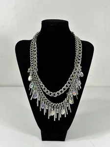 Mirina Collections Diem Statement Chains with Crystals Metal Tassel Necklace - Picture 1 of 10