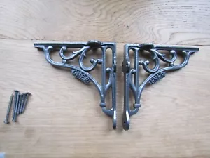 PAR de 6" GNER Ferrocarril Hierro Fundido Antiguo Rústico Vintage Soportes de Estante AI - Imagen 1 de 3