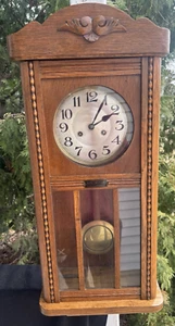 Antique 1900 - 1915 German Regulator Box Wall Clock RUNS - VIDEO - HAS MAKER TAG - Picture 1 of 16