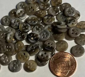24 Small Tiny Small Brown Gray 4-hole Plastic Sew-through Buttons 3/8" 9mm 12927 - Picture 1 of 3