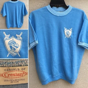Vintage Casuals Of Creslan Ringer Shirt Graphics Of Knight Crest Coat Of Arms L - Picture 1 of 12