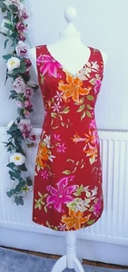 STUNNING KENZO JUNGLE Shift Dress Red Mix Floral Vintage 42 UK 12 - Picture 1 of 4