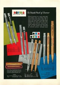 Anuncio impreso vintage a 2 caras 1950 - Lápices automáticos multicolores Norma - Imagen 1 de 2
