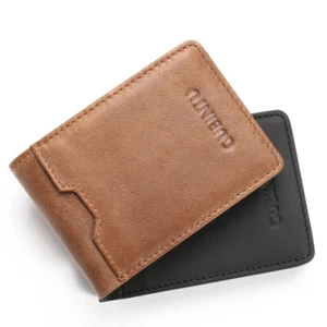 Mini Genuine Leather Slim Wallet RFID Blocking Small Card Holder Front Pocket - Picture 1 of 14
