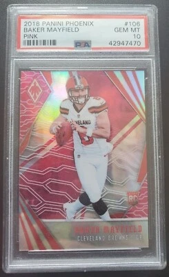 2018 Phoenix Baker Mayfield Pink Rookie /199 PSA 10 Gem Mt Cleveland Brown - Image 1 of 2