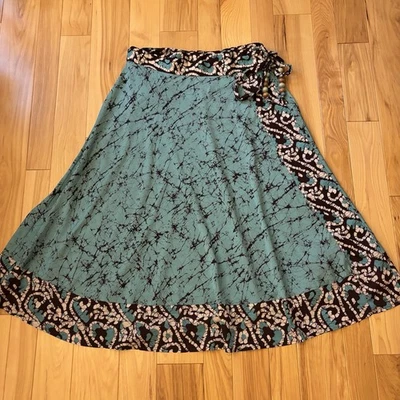 Falda estilo envolvente boho azul suave envolvente vintage talla grande 1X Foto 1 de 4