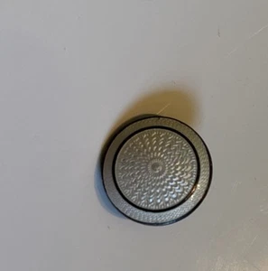Nice Antique Art Deco Sterling Silver Guilloche White Enamel Small 15mm Button - Picture 1 of 4