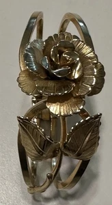 Brazalete Bisagra Floral Tono Dorado Vintage Flor Boho - Imagen 1 de 7