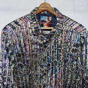 Robert Graham Button Front Shirt Embroidered Colorful Flip Cuff Men's Sz. L EUC - Picture 1 of 23