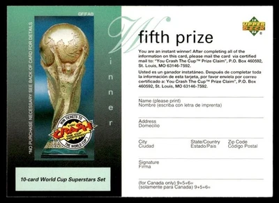 1994 Upper Deck World Cup You Crash The Cup Fifth Prize Entry Card — 第 1/2 张图片