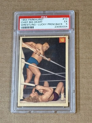 Parkhurst Wrestling #10 Chief Big Heart 1954, espalda premium afortunada, PSA 5 Foto 1 de 2