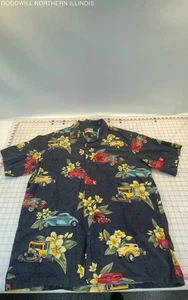 Men's Vintage Hilo Hattie Hawaiian Floral Cars Button Up Short Sleeves Size 2XL - Picture 1 of 4