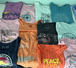 11 Women's Life is Good T-Shirts & Tank Tops Lot Size Medium & Large See Pics - Picture 1 of 13