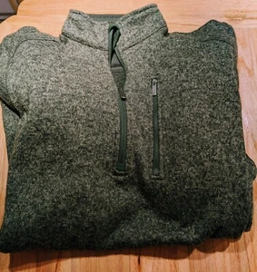 Suéter Grande Para Hombre Woolrich 1/4 Cremallera Verde Jaspeado Poliéster Semi Ajustado Suave - Imagen 1 de 5