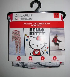 Girls Cuddle Duds Hello Kitty Thermal Underwear Set (Size XS 4-5) BRAND NEW - Picture 1 of 3