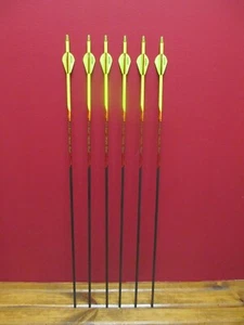 New BLACK EAGLE OUTLAW 350 Yellow Crested Carbon Arrows 2" Blazer Vanes 1/2 Dz. - Picture 1 of 5