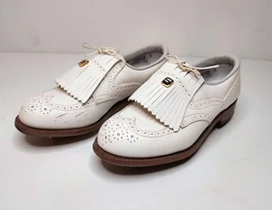 VTG Footjoy Classic Kiltie Golf Shoes Cleats Spikes White Wingtip Tassel 90209 - Picture 1 of 12