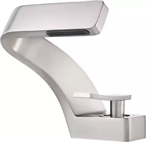 Bathroom Sink Waterfall Faucet,Solid Brass Single Handle Hot and Cold Water Mixe - Picture 1 of 9