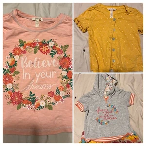 Matilda Jane Short Sleeve Shirt Lot (3) Size 6 - Hoodie, Button Up, Printed - Picture 1 of 13
