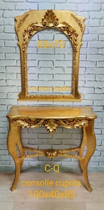 KONSOLE UND SPIEGEL HOLZKUPPEL BLATTGOLD - Bild 1 von 1