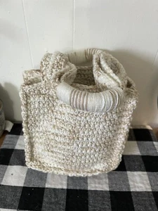 Crocheted Tote Purse New Beige  - Picture 1 of 5