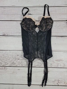 victoria’s Secret black lace teddy lingerie 34B Corset Bustier P11 - Picture 1 of 6