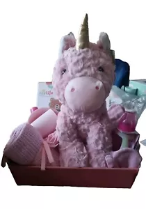 Unisex pink baby hamper large soft toy dinner set bottle baby Outfit Oil Mittens - Picture 1 of 11