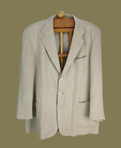 J. Peterman Men's Linen Silk Blazer Light Tan, Size 46L, Tailored in the USA