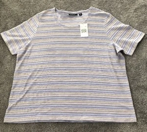 NEU Blast Damen Plus 2X Flieder/Gelb Streifen Kurzarm Top. BL 292 - Bild 1 von 1