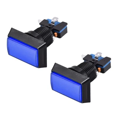 Game Push Button 49x33 Rectangle 12V LED Illuminated Push Button Blue 2pcs - Image 1 of 3