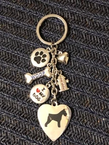 Portachiavi per cani Schnauzer in miniatura tono argento - Foto 1 di 3