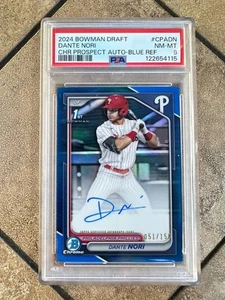 Dante Nori 2024 First Bowman Chrome Blue Refractor Prospect Auto /150 PSA 8 - Picture 1 of 2