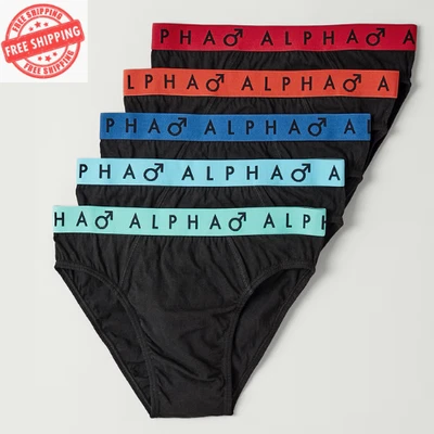 Alpha Mens 5 Pack Elastic Waistband Briefs XS-3XL - image 1 of 2