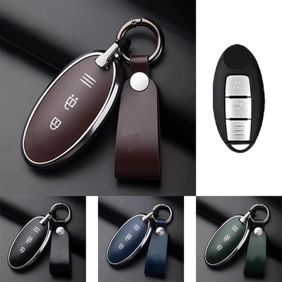 Funda de aleación de cuero para llave de coche para Nissan March Micra F15 Qashqai Pulsar 370Z Foto 1 de 4