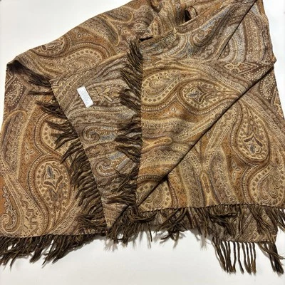 Cobertor de lã com franjas marrom floral 70X53” - Imagem 1 de 4