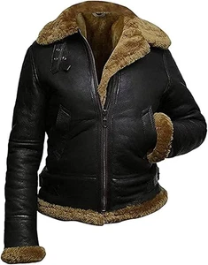Damen Echtleder Lammfell Fliegerjacke mit Kapuze warme Winterjacke - Bild 1 von 5