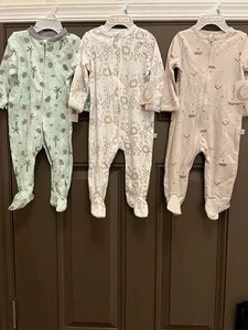3 Infant Baby One Piece Full Zip Sleep Play Neutral Unisex Outfit 3-6 M Sleeper - Picture 1 of 11