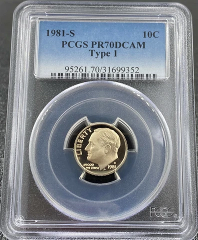 1981-S Roosevelt Dime Type 1 ****PR70DCAM**** PCGS Cover