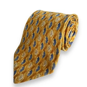 Ermenegildo Zegna Gold Blue Geo Fan Jacquard Silk Men’s Neck Tie Leng 60” Wid 4” - Bild 1 von 10
