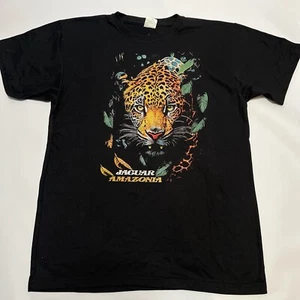 Native Crafts Jaguar Amazonia Black T-Shirt Front Back Image Short Sleeve Large - Picture 1 of 11