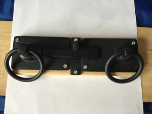 Black Metal Gate Latch System with Pull Rings - Pre-owned - Picture 1 of 1